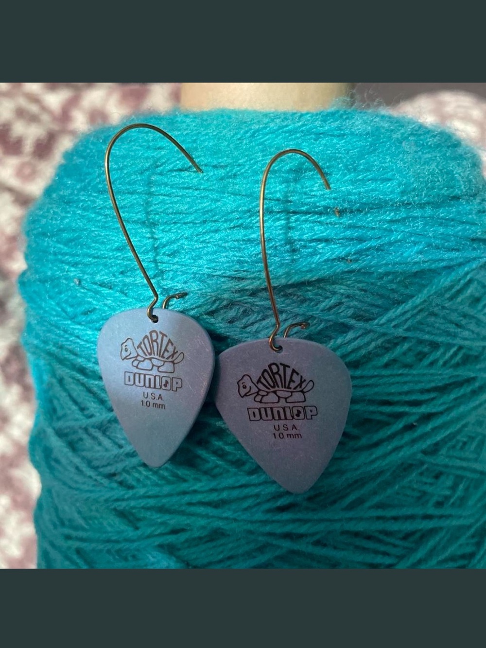 Blue Guitar Pick Earrings Handmade